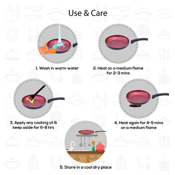 Sigma Non-stick Cookware Set, 4Pc (Kadhai with Lid, Dosa Tawa, Fry Pan), Induction Bottom, Cool Touch Bakelite Handles, Virgin Aluminium, PFOA Free, 2 Years Warranty, Red and Black