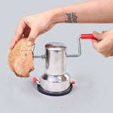 Stainless Steel Coconut Scraper for Kitchen, Vacuum Base, Rotatable Handle, Manual Operation, Silver