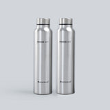 Stainless Steel Fridge-bot 1000 ml Each | Pack of 2 | Gift Box Packing | Single wall | Non-insulated | 304 Stainless Steel | Non Toxic | BPA free | Rust Free | Spill and Leak proof | Light weight | For Home & Office | Wide Mouth | 2 Years Warranty