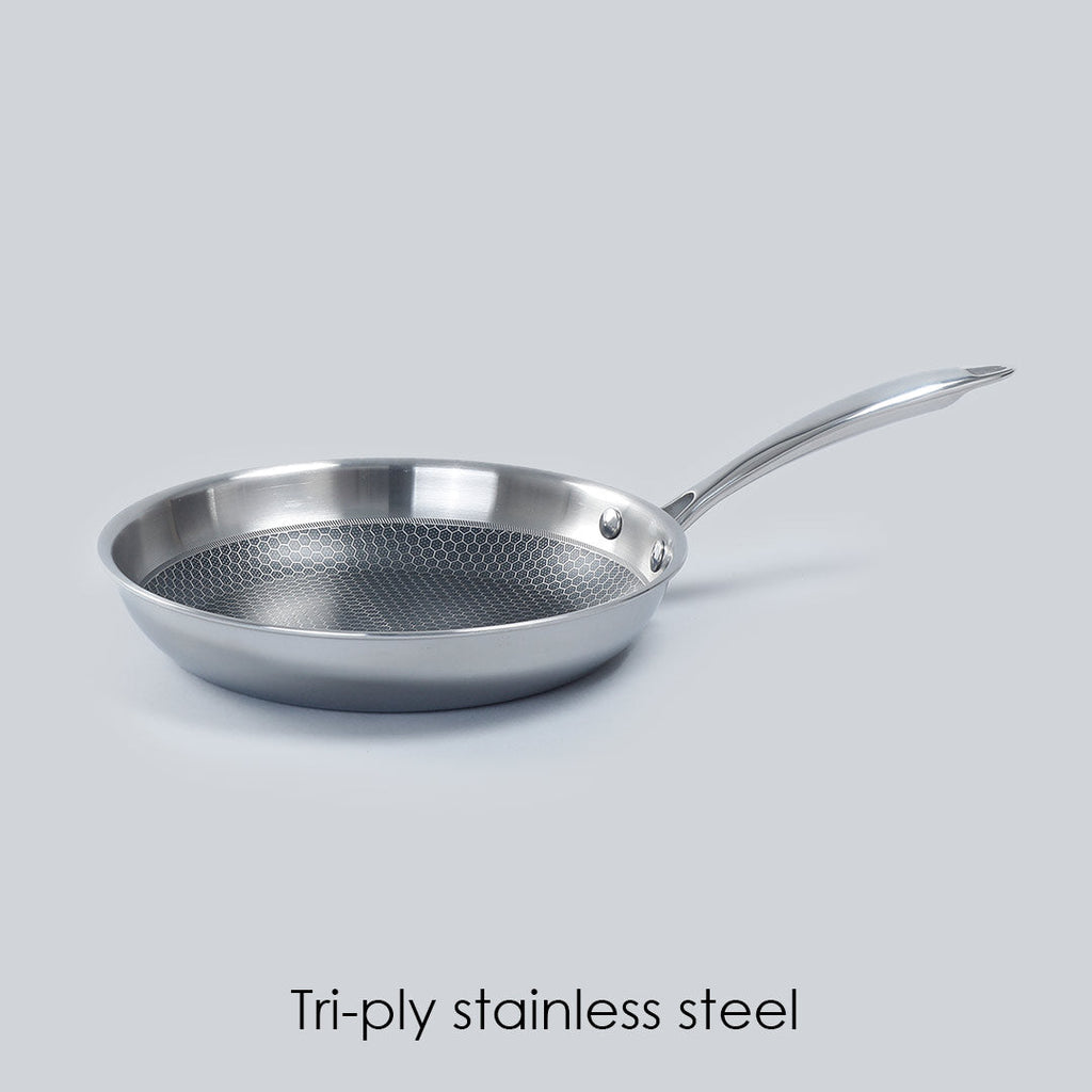 Stanton Nonstick Coated Tri-Ply Stainless Steel | 24 cm Frying Pan | 1.2 L | 2.5 mm Thickness | Silver