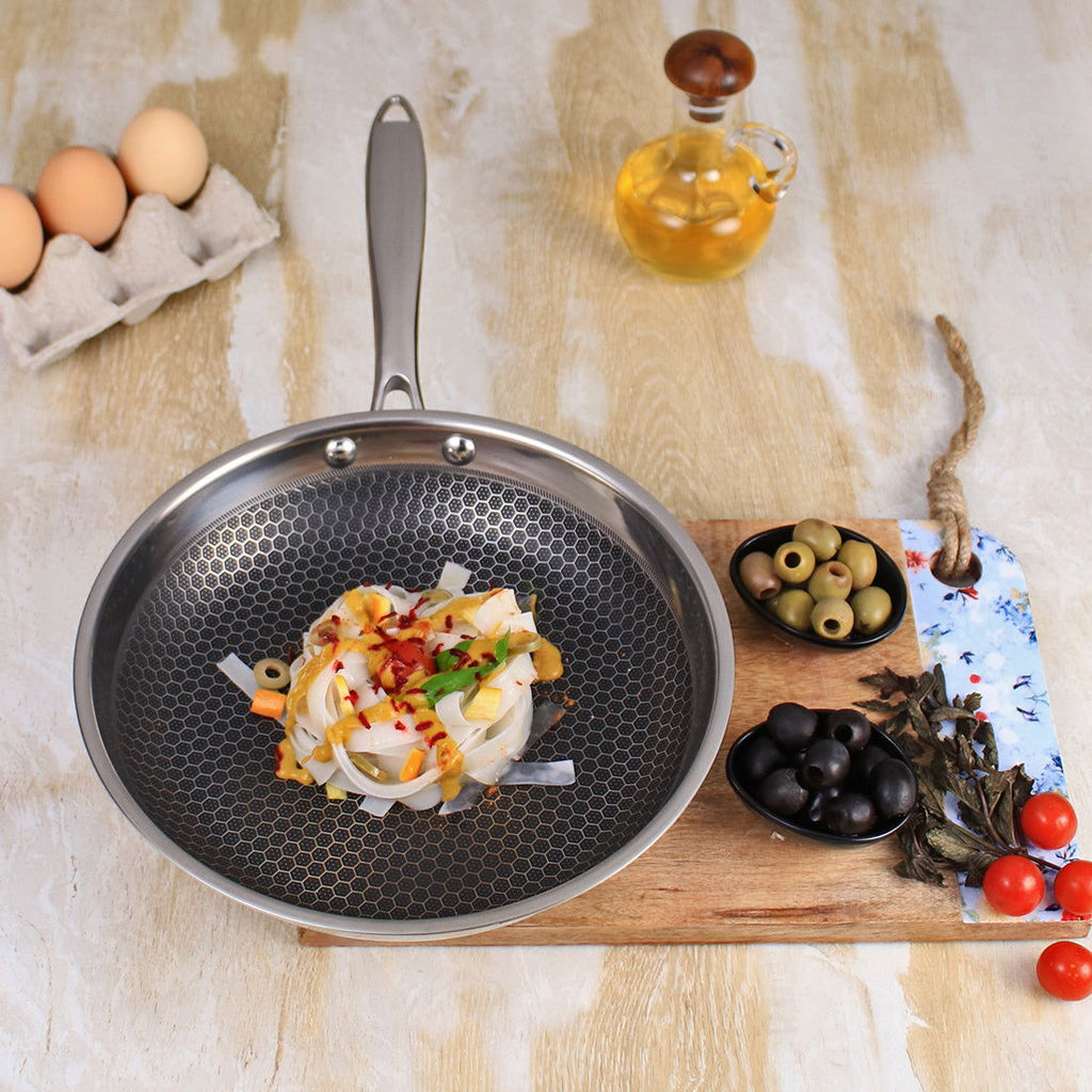 Stanton Nonstick Coated Tri-Ply Stainless Steel | 24 cm Frying Pan | 1.2 L | 2.5 mm Thickness | Silver