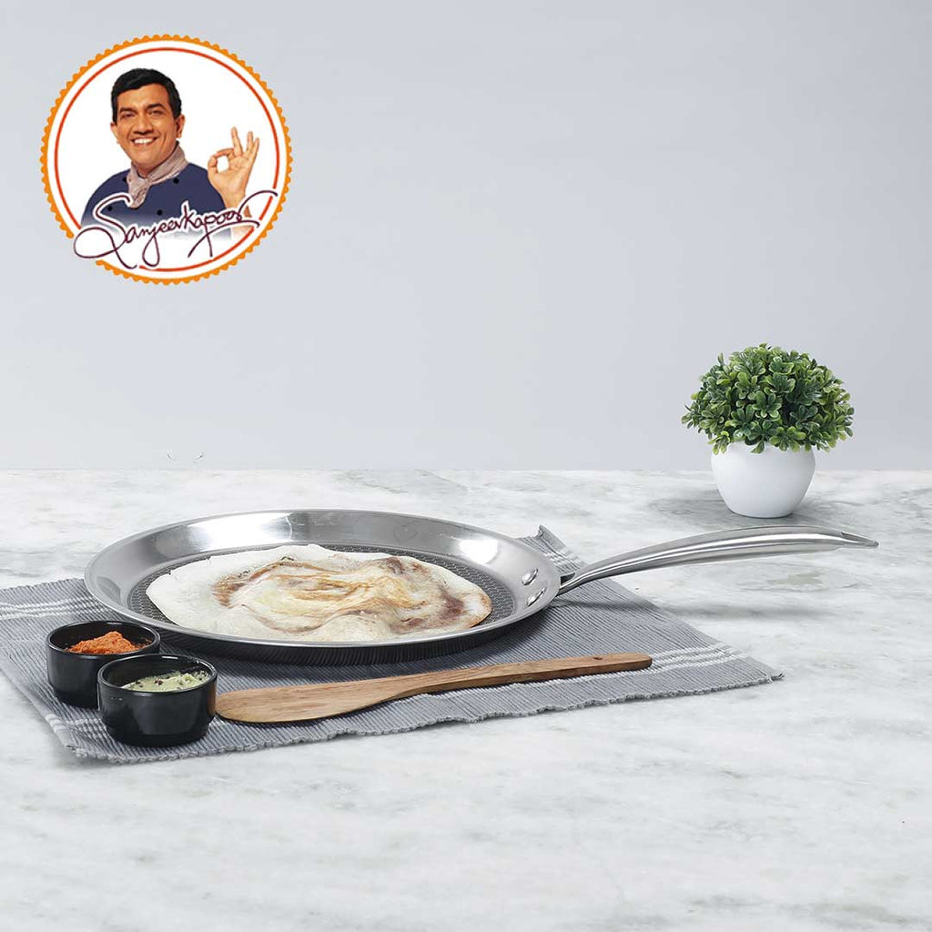 Stanton Stainless Steel 30 cm Nonstick Dosa Tawa | Non Stick Tawa | 2.5 mm | Black