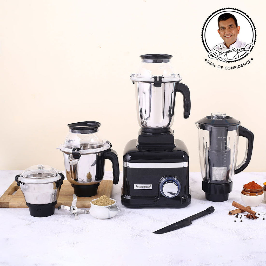 Sumo Black DLX Mixer Grinder with 4 Stainless Steel Jars, 1000 W in Black