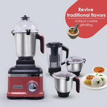 Load image into Gallery viewer, Sumo Mixer Grinder 1000W With 3 Stainless Steel &amp; 1 Fruit Filter Jar 5 Years Warranty On Motor, Rust And Black, Long life motor