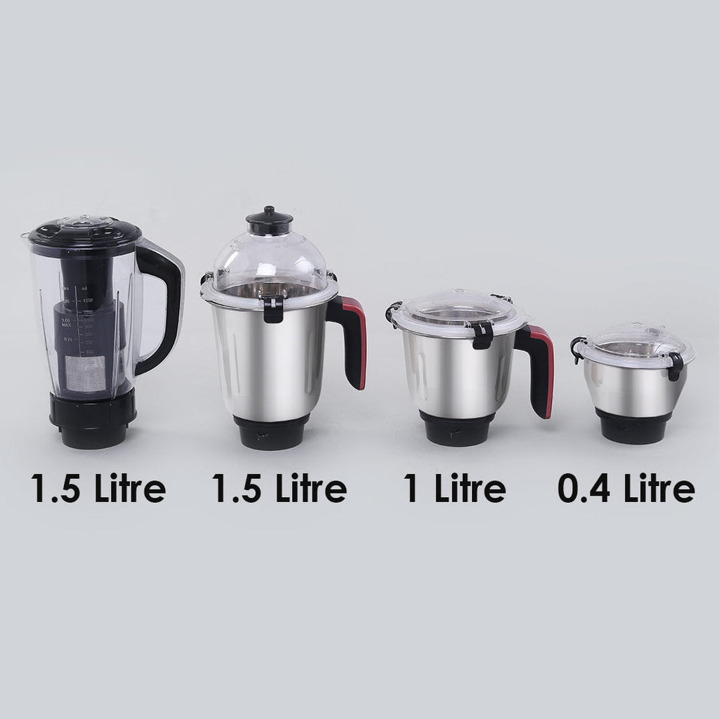 Sumo Mixer Grinder 1000W With 3 Stainless Steel & 1 Fruit Filter Jar 5 Years Warranty On Motor, Rust And Black, Long life motor