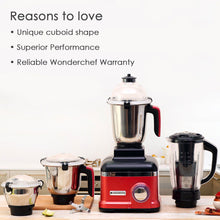 Load image into Gallery viewer, Sumo Mixer Grinder 1000W With 3 Stainless Steel &amp; 1 Fruit Filter Jar 5 Years Warranty On Motor, Rust And Black, Long life motor