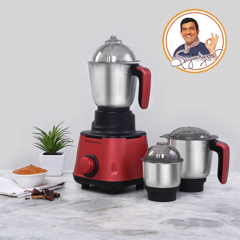 Wonderchef Renewed Sumo Mixer Grinder With 3 Stainless Steel Jars | 600W | Anti-Rust Blades | Ergonomic Handles