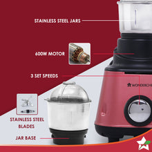 Load image into Gallery viewer, Wonderchef Renewed Sumo Mixer Grinder With 3 Stainless Steel Jars | 600W | Anti-Rust Blades | Ergonomic Handles