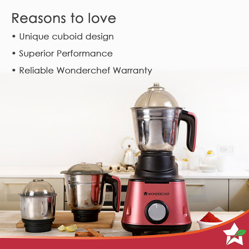 Wonderchef Renewed Sumo Mixer Grinder With 3 Stainless Steel Jars | 600W | Anti-Rust Blades | Ergonomic Handles