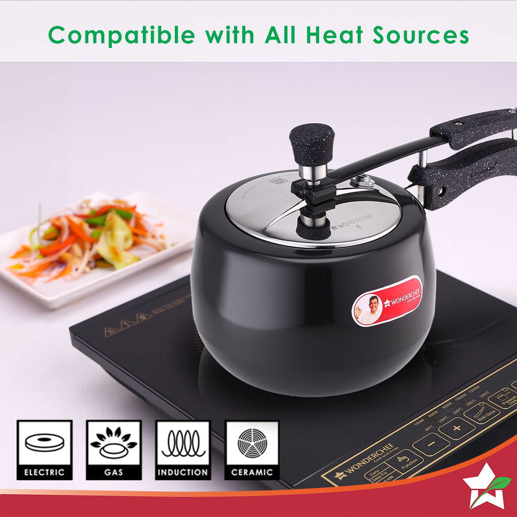 Taurus Hard Anodized 3L Inner Lid Pressure Cooker | Soft Touch Handles for Durability   Induction Friendly | Black