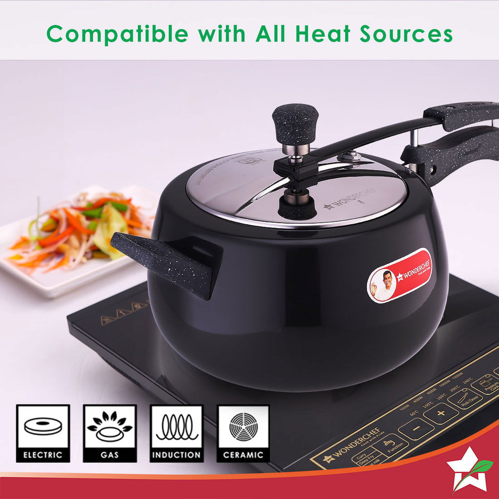 Taurus Hard Anodized 5L Inner Lid Pressure Cooker | Soft Touch Handles for Durability | Induction Friendly | Black