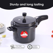 Load image into Gallery viewer, Taurus Hard Anodized 5L Outer Lid Pressure Cooker, SS Lid, Soft Touch Handles for Durability,  Induction Friendly, Black, 5 year warranty, ISI Certified