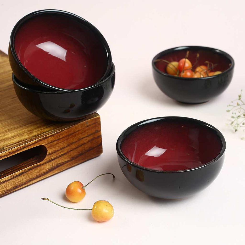 Teramo Red Glaze Veg Bowls Set of 4