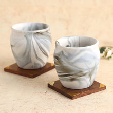 Load image into Gallery viewer, Teramo Stoneware Kullad - Marble White (Set of 2)