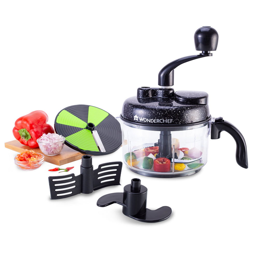 Turbo Dual Speed Food Processor, Multi-purpose, High Speed, Chop Vegetables, Julienne, Whisk, Slice, Mince, Knead Atta, Blend Juices