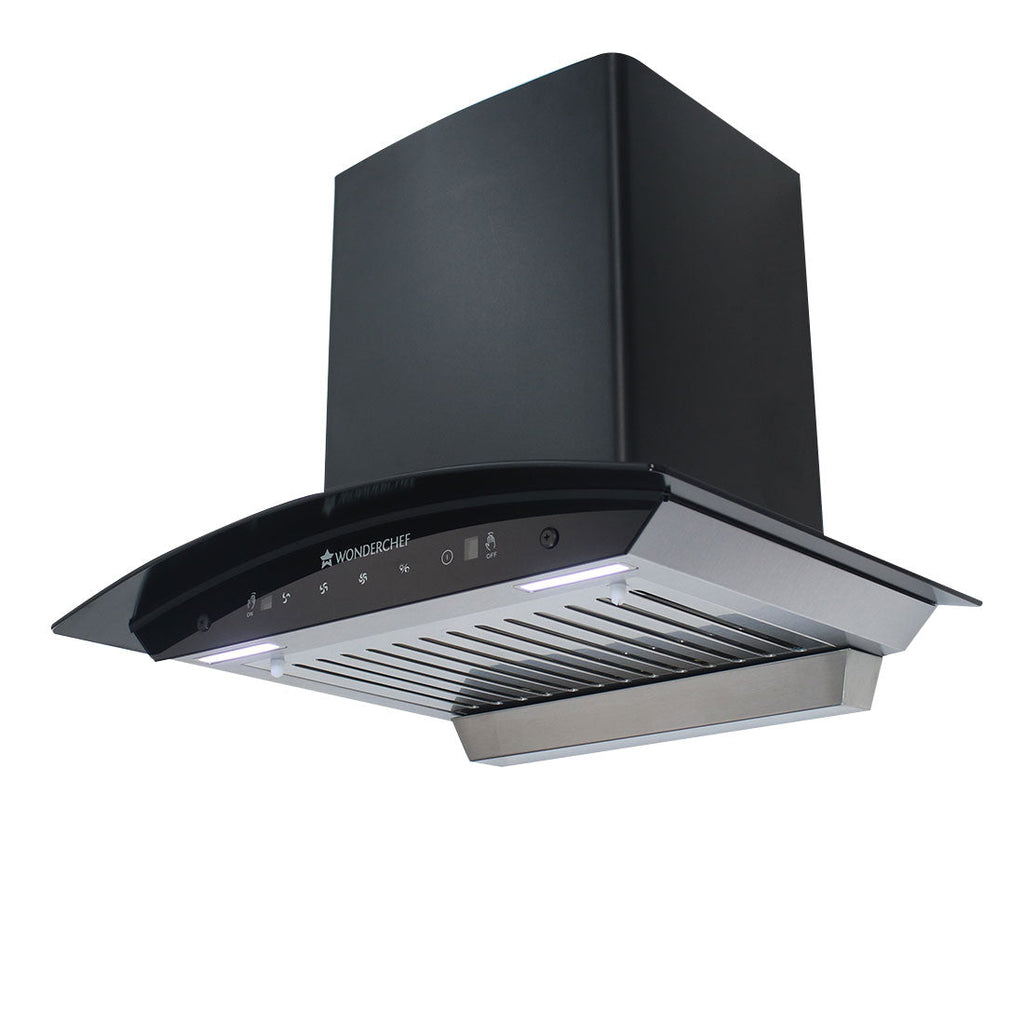 Ultima 60cm 1200 m3/hr Auto Clean Curved Glass Chimney | Baffle Filter | 1200M3/Hr powerful suction | Touch + 3 speed Motion Sensor control | Low Noise | 7 Year Warranty on Motor | 1 Year Comprehensive Warranty on Product | Black