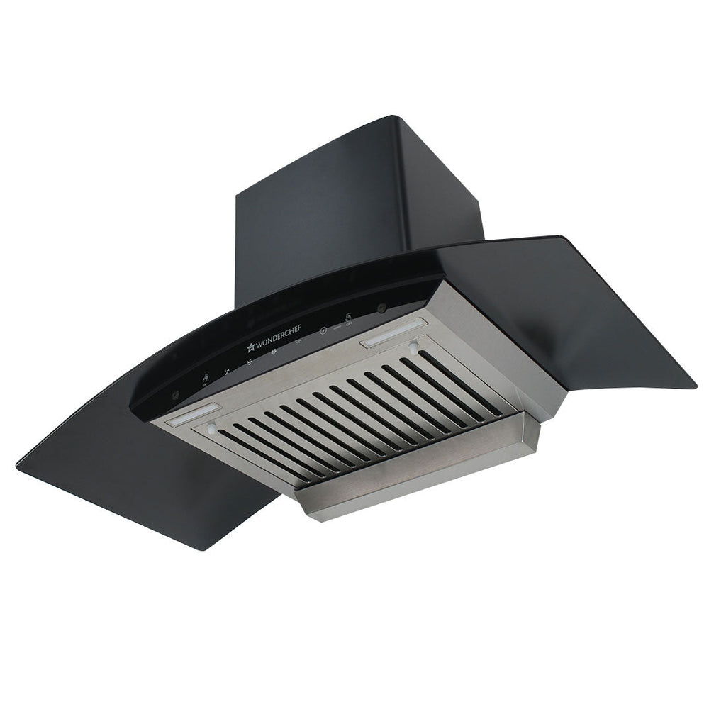 Ultima 90cm 1200 m3/hr Auto Clean Curved Glass Chimney | Baffle Filter | 1200M3/Hr powerful suction | Touch + 3 speed Motion Sensor control | Low Noise | 7 Year Warranty on Motor | 1 Year Comprehensive Warranty on Product | Black