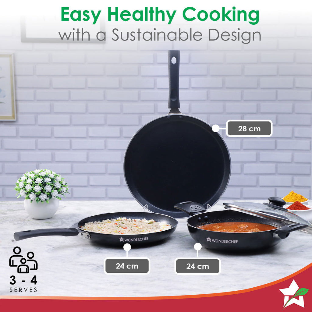 Valencia 24cm Wok | Meta Tuff Non-Stick Coating | Virgin Grade Aluminum | PFOA/Heavy Metals Free