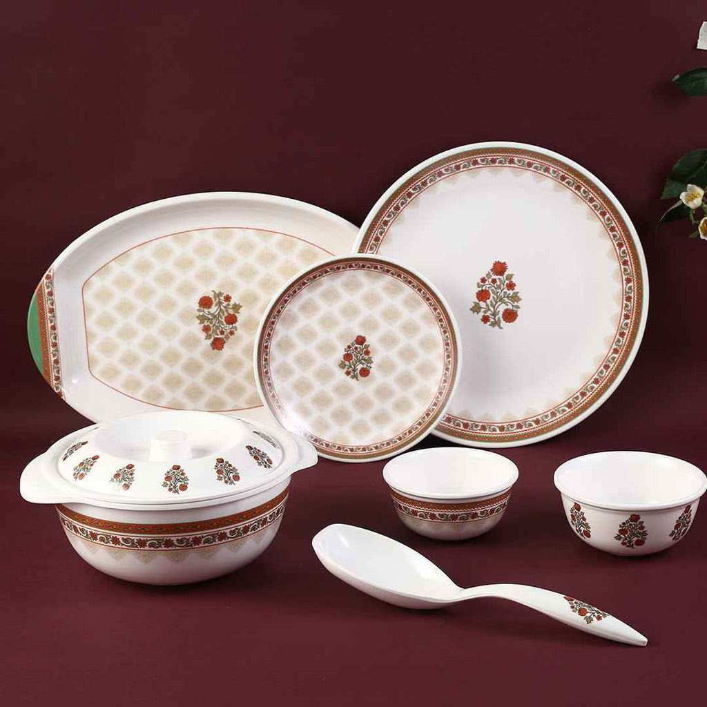 Venice Royal Red Dinner Set of 31 Pcs | 100% Food Grade Melamine | Elegant | Break & Stain Resistant | Designer Dinnerware