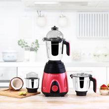 Load image into Gallery viewer, Vietri Mixer Grinder 750W with 3 Thick Steel Jars, Stainless Steel Sharp Blades, Secure Lid, 3 Speed Settings, 5 years Warranty on Motor, Black &amp; Red