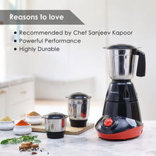 Load image into Gallery viewer, Wonderchef Renewed Capri Mixer Grinder 750W, 3 Stainless Steel Jars, Black &amp; Red, 1 Year Warranty