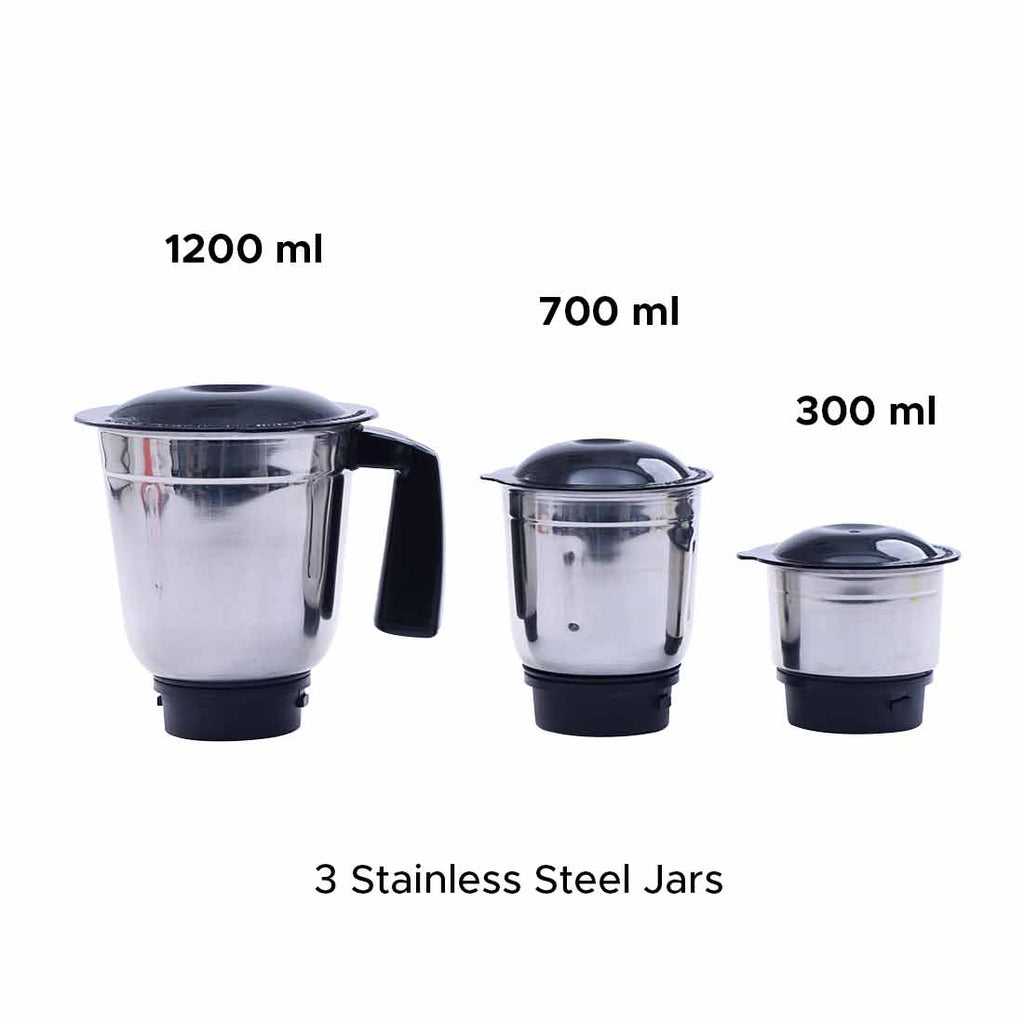 Wonderchef Renewed Capri Mixer Grinder 750W, 3 Stainless Steel Jars, Black & Red, 1 Year Warranty