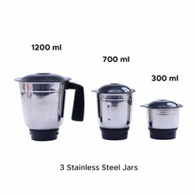 Load image into Gallery viewer, Wonderchef Renewed Capri Mixer Grinder 750W, 3 Stainless Steel Jars, Black &amp; Red, 1 Year Warranty