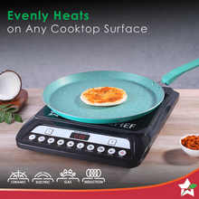 Load image into Gallery viewer, Wonderchef Renewed Celebration Non-stick 28cm Dosa Tawa | Induction Friendly | Soft Touch Handle | Pure Grade Aluminium | 2.2mm | PFOA/Heavy Metals Free