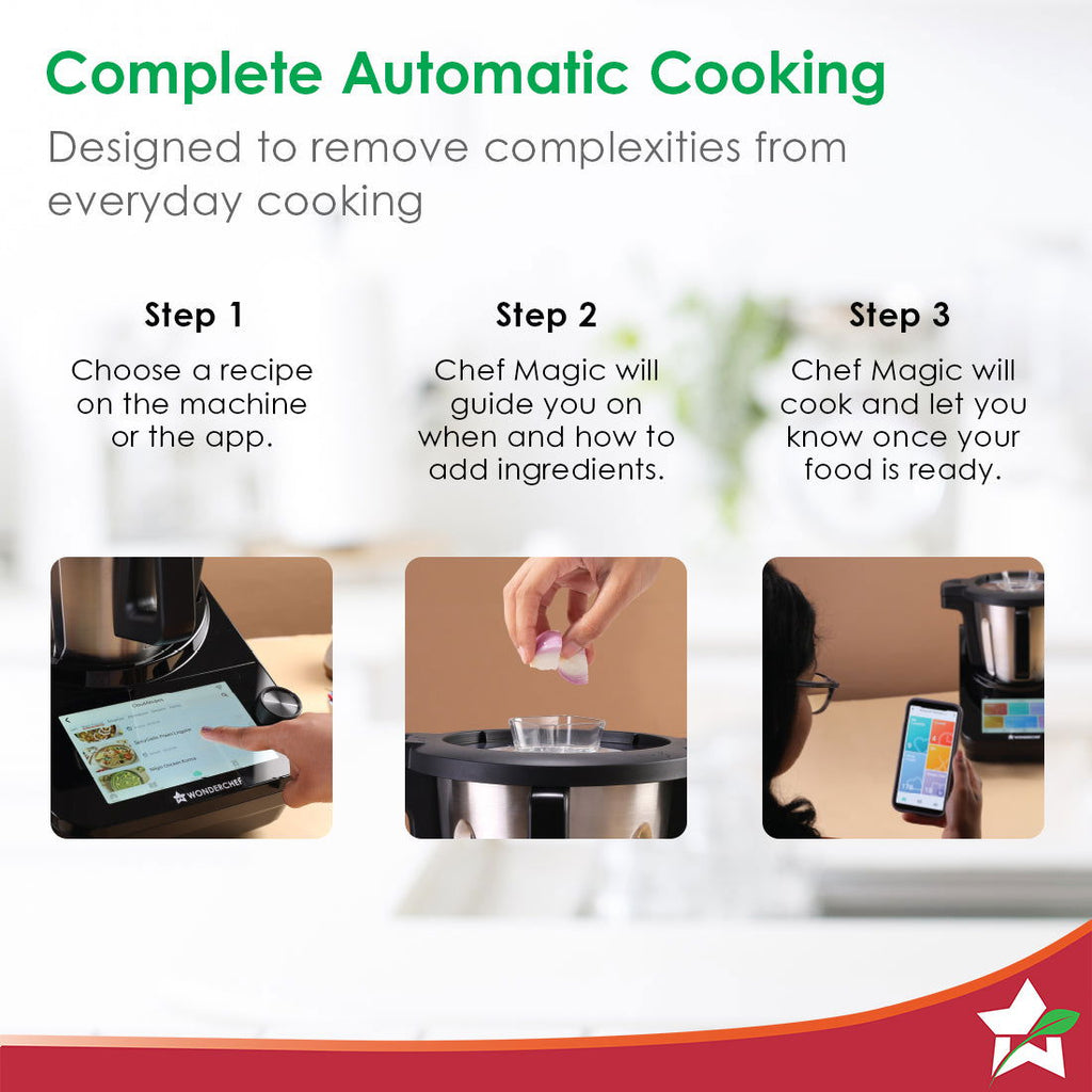 Wonderchef Renewed Chef Magic | All-in-One Kitchen Robot | Automatic Chopping, Sautéing, Stirring, Kneading, Steaming & more | Wi-fi & Mobile App | Pre-Loaded Recipes by Chef Sanjeev Kapoor