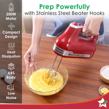 Load image into Gallery viewer, Wonderchef Renewed Crimson Edge 5 Speed Electric Hand Mixer | 300W Powerful Copper Motor | TurboSpeed I Adjustable Slow Speed Start I Hand Blender | Stainless Steel Whisk Beaters and Dough Hooks | 1 Year Warranty