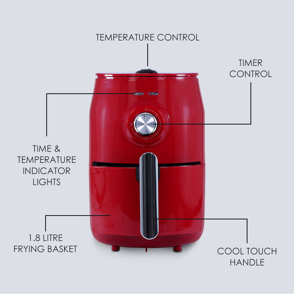 Wonderchef Renewed Crimson Edge Air Fryer for Home and Kitchen|1.8 Litres Non-stick Basket| Fry, Grill, Bake & Roast| Rapid Air Technology| Timer & Temperature Control| Auto Shut-Off| Healthy Cooking with 99% less Fat| 1000 Wattage| Red |1 Year Warranty