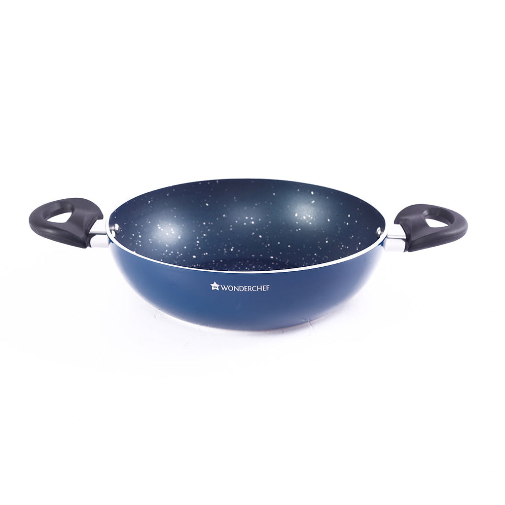 Wonderchef Renewed Galaxy 24cm Kadhai (without Lid) | 2L | Cool Touch Bakelite Handles | Pure Grade Aluminium| PFOA Free