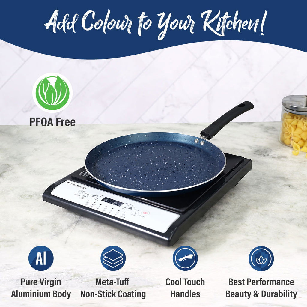 Wonderchef Renewed Galaxy Dosa Tawa | 28cm | Cool Touch Bakelite Handles | Pure Grade Aluminum | PFOA Free