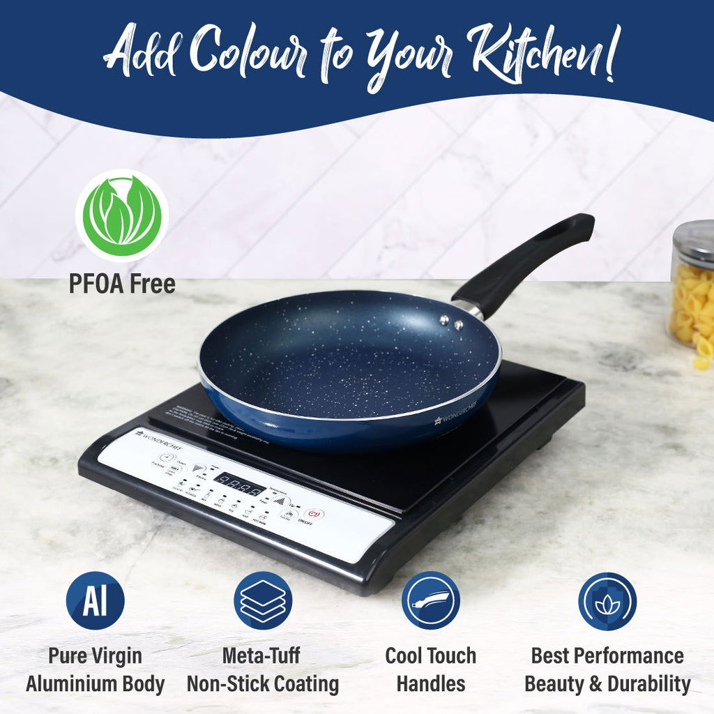 Wonderchef Renewed Galaxy Fry Pan | 24cm | Cool Touch Bakelite Handles | Pure Grade Aluminum | PFOA Free