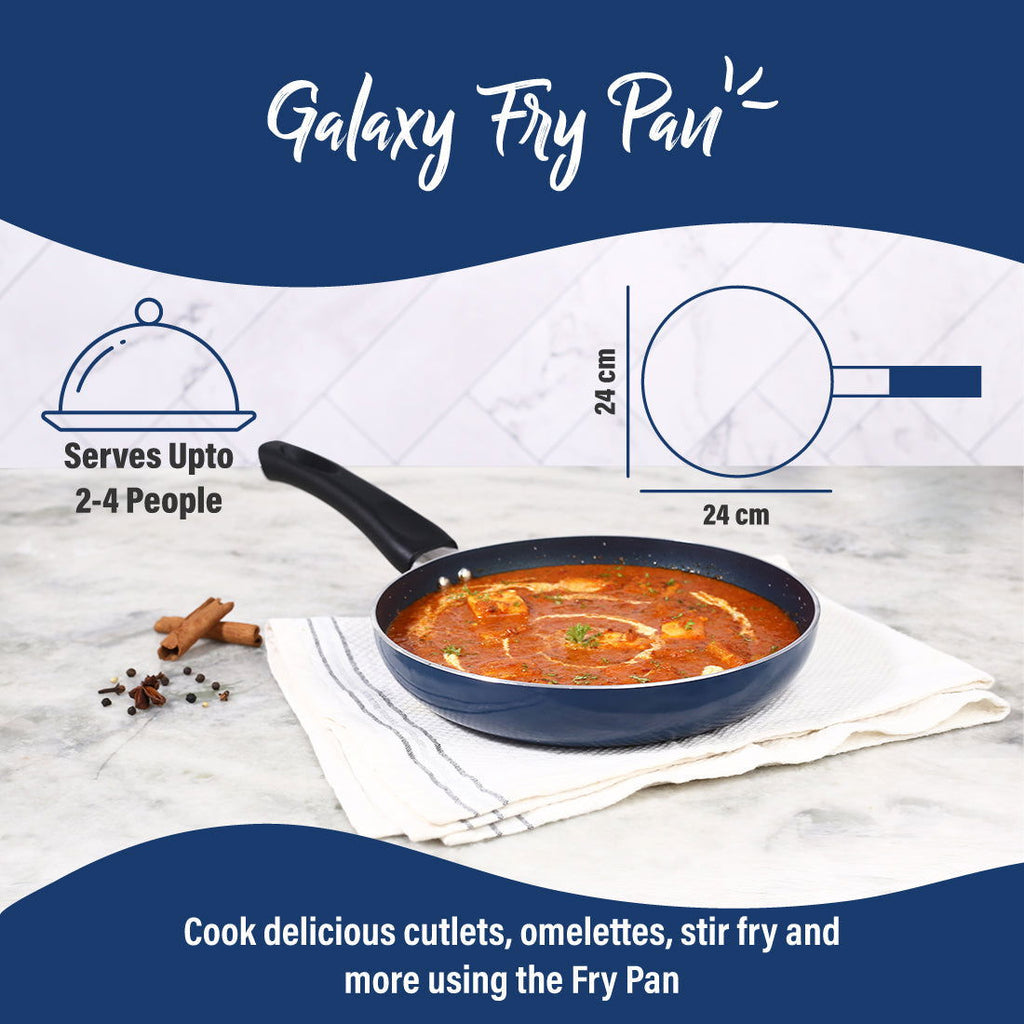 Wonderchef Renewed Galaxy Fry Pan | 24cm | Cool Touch Bakelite Handles | Pure Grade Aluminum | PFOA Free