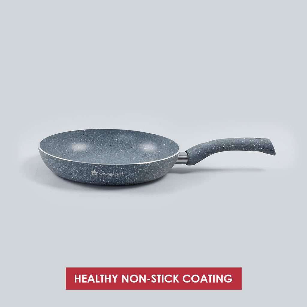 Wonderchef Renewed Granite 26cm Non-Stick Fry Pan | 2L | 5 Layer PFOA Free Non-Stick Coating | Compatible with Hot Plate, Hobs, Gas Stove, Ceramic Plate and Induction Cooktop