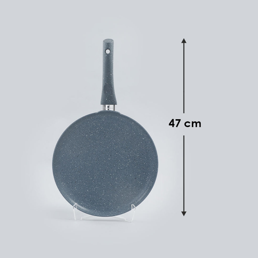 Wonderchef Renewed Granite 28cm Non-Stick Dosa Tawa | Induction Bottom | Soft-Touch Handles | Virgin Grade Aluminium | 3.5mm Thick | PFOA/Heavy Metals Free