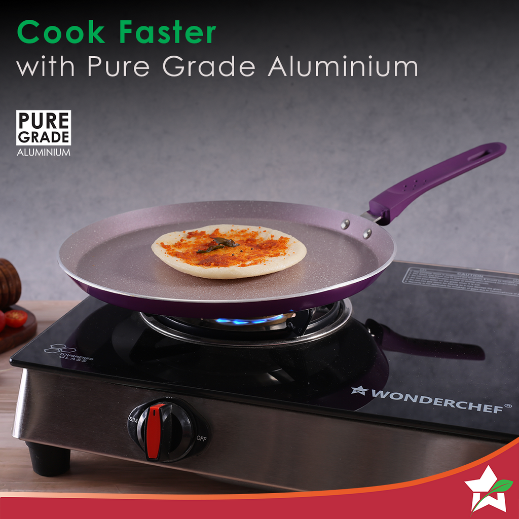 Wonderchef Renewed Milano 28cm Dosa Tawa | Meta Tuff Non-Stick Coating | Pure Grade Aluminum