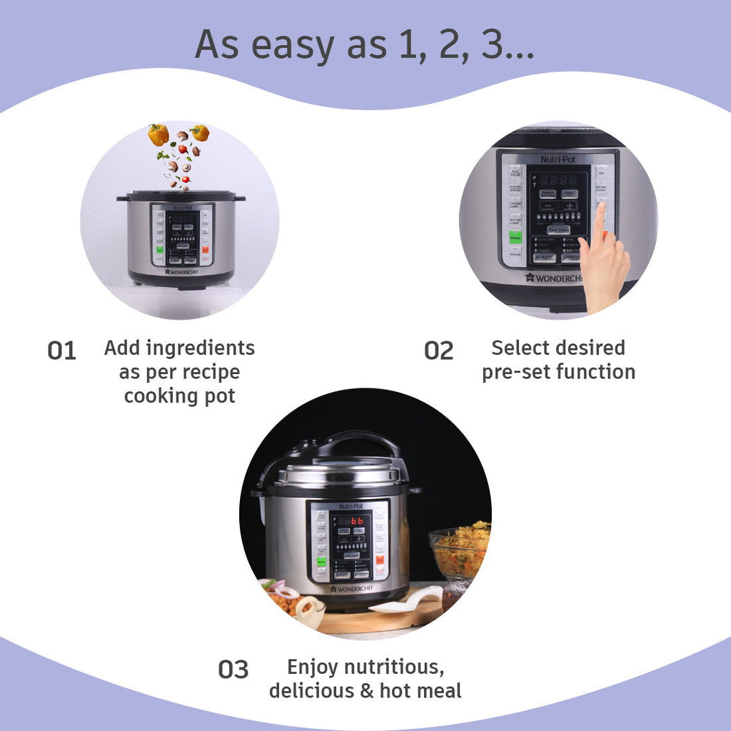 Wonderchef Renewed Nutri-Pot | 3L | Electric Pressure Cooker with 7-in-1 Functions