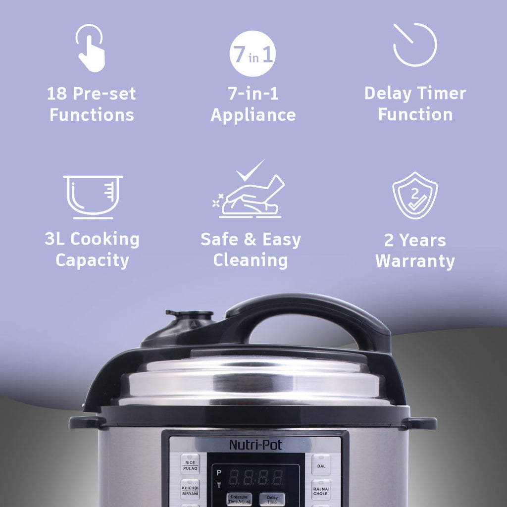 Wonderchef Renewed Nutri-Pot | 3L | Electric Pressure Cooker with 7-in-1 Functions