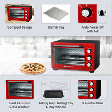 Load image into Gallery viewer, Wonderchef Renewed Oven Toaster Griller (OTG) Crimson Edge - 19 Litres | Auto-shut Off | Heat-resistant Tempered Glass | Multi-stage Heat Selection | 1280W | Red