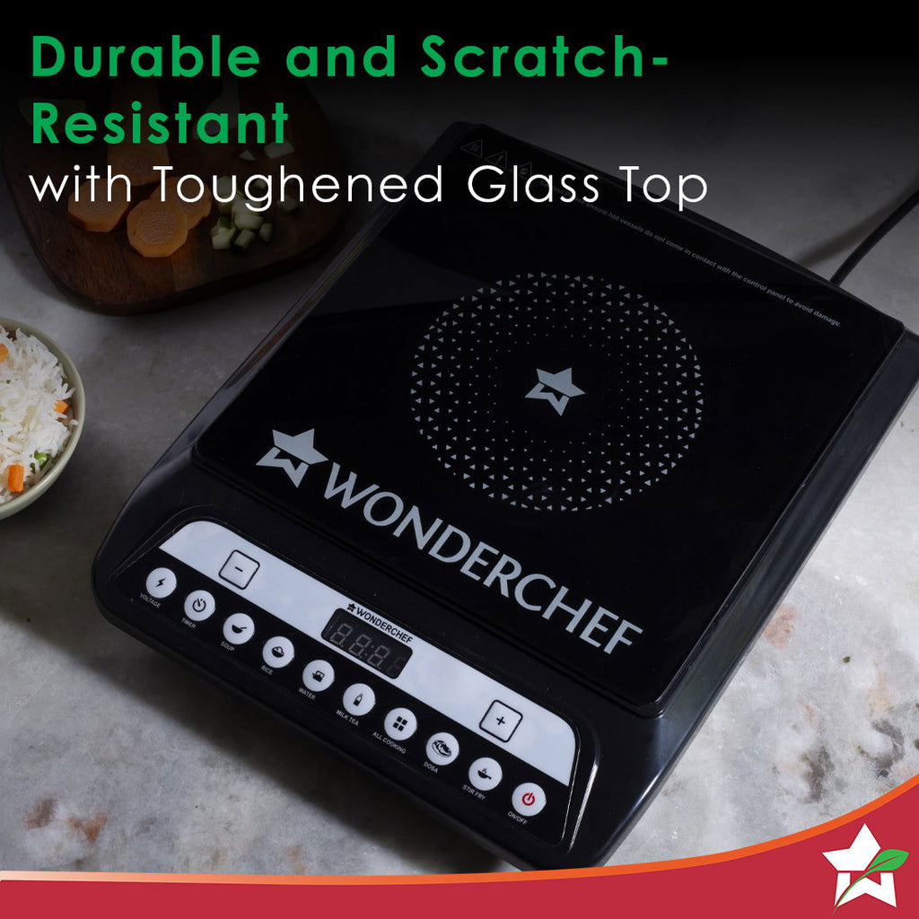 Wonderchef Renewed Power 1400W Induction Cooktop | 11 Preset Functions | Push Touch Control Button Induction Cooktop