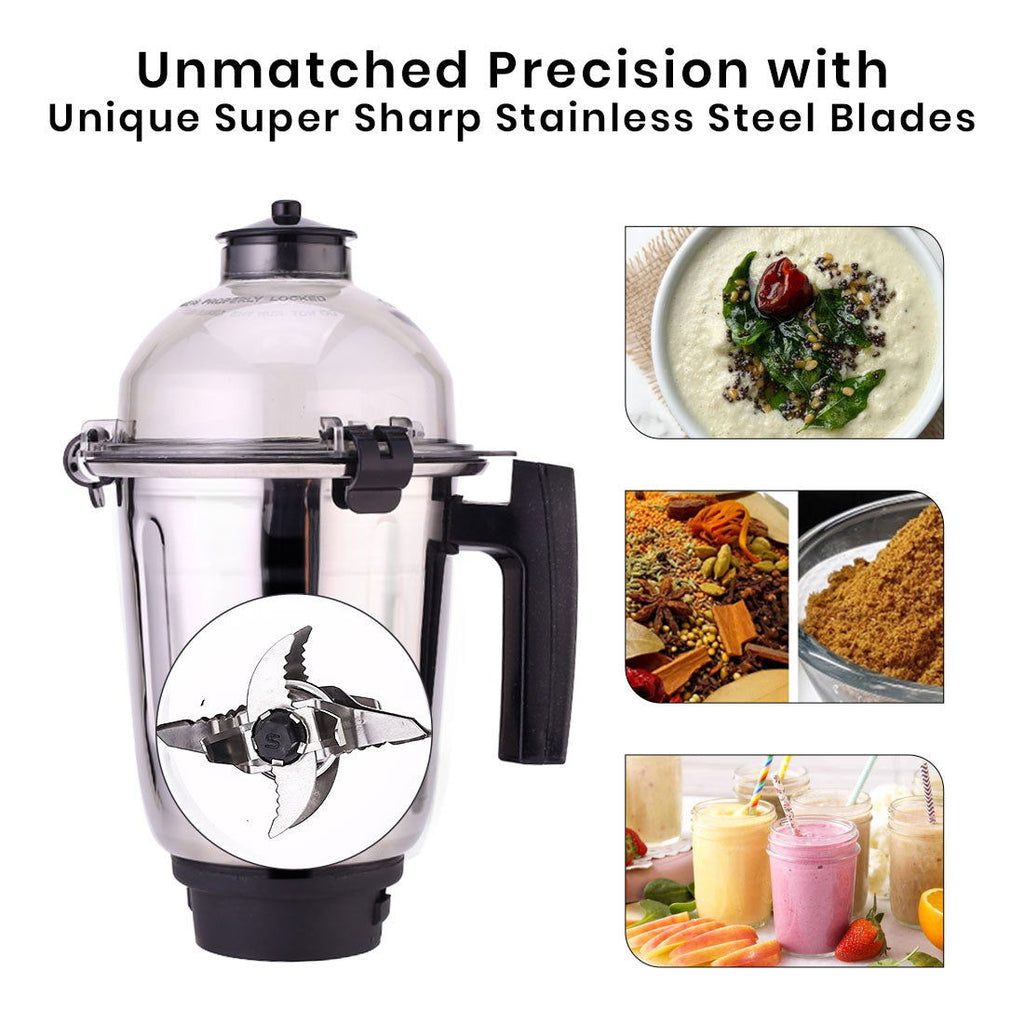 Wonderchef Renewed Regalia Mixer Grinder 750W, 230V~50Hz, 3 Stainless Steel Jars, Black, 1 Year Warranty