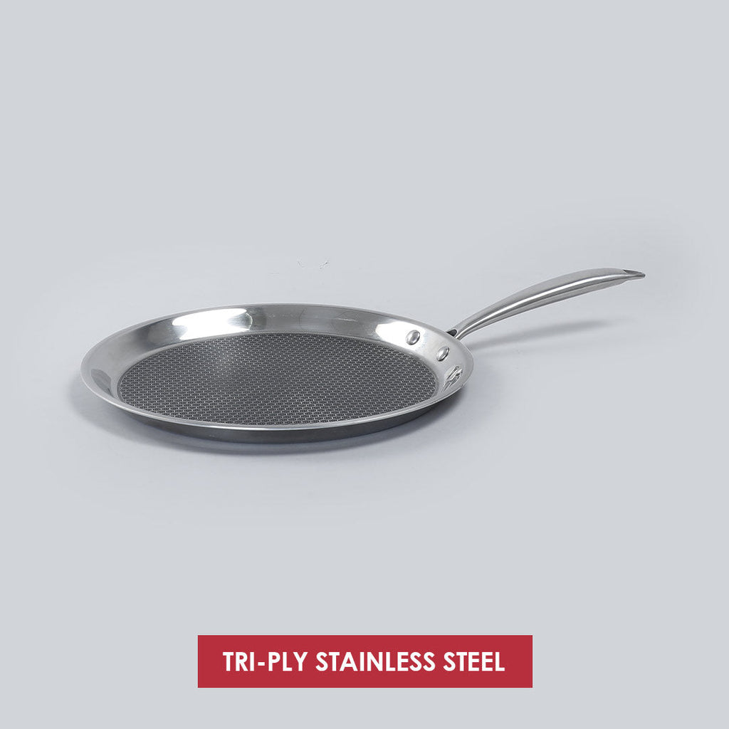 Wonderchef Renewed Stanton Stainless Steel 30 cm Nonstick Dosa Tawa | Non Stick Tawa | 2.5 mm | Black