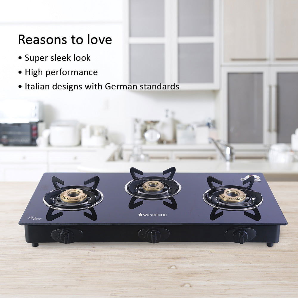 Wonderchef Renewed 3 Burner Auto Cooktop | 6 mm Thick Toughened Glass | 1 Year Warranty