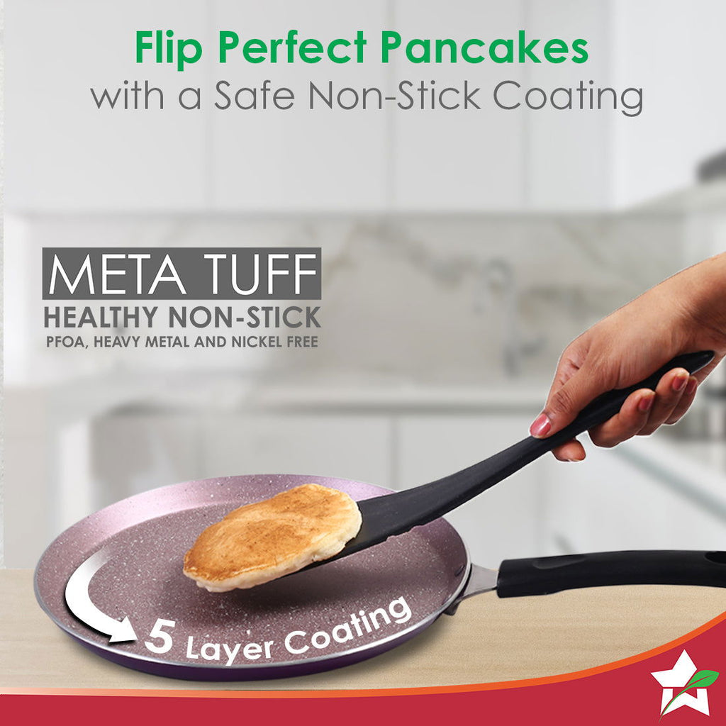 Wonderchef Renewed Valencia 28cm Dosa Tawa | Meta Tuff Non-Stick Coating | Virgin Grade Aluminum | PFOA/Heavy Metals Free