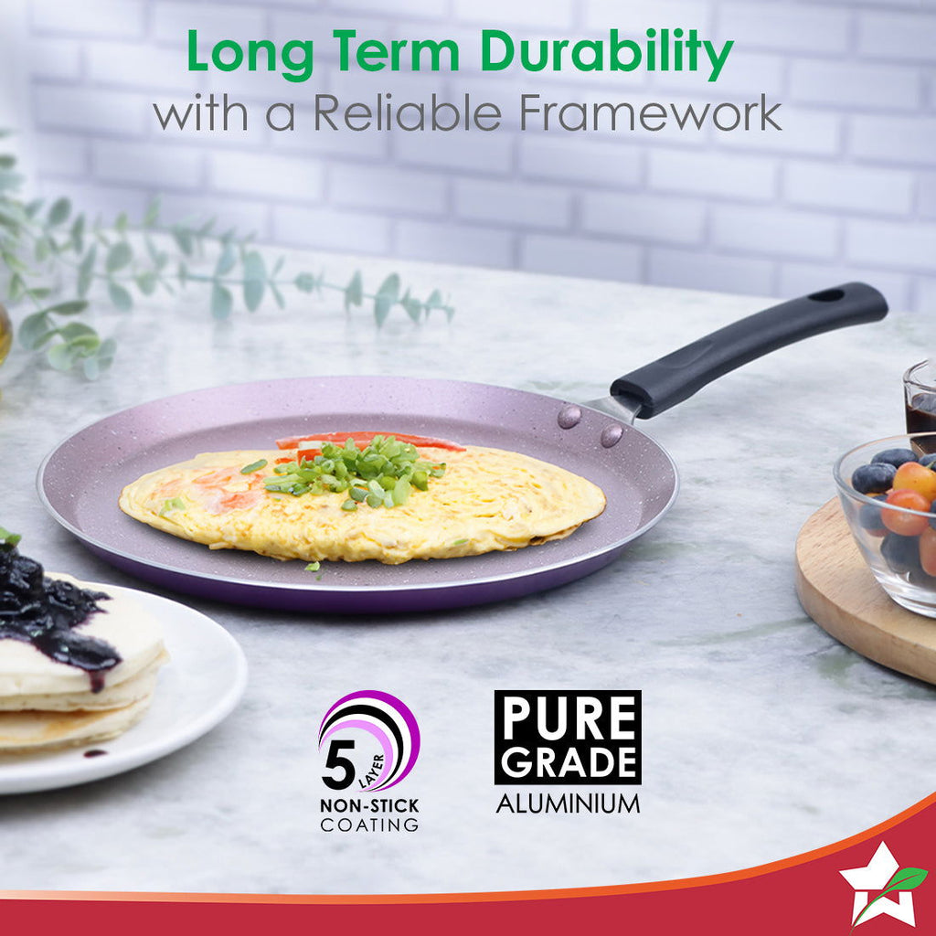 Wonderchef Renewed Valencia 28cm Dosa Tawa | Meta Tuff Non-Stick Coating | Virgin Grade Aluminum | PFOA/Heavy Metals Free