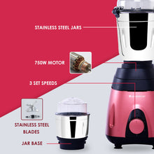 Load image into Gallery viewer, Wonderchef Renewed Vietri Mixer Grinder | 750W | 3 Stainless Steel Jars | Anti-Rust Stainless Steel Blades | Ergonomic Handles