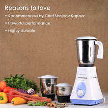 Load image into Gallery viewer, Wonderchef Vietri Mixer Grinder 500W With 3 Stainless Steel Jars (White &amp; Blue)