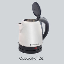 Load image into Gallery viewer, Prato Automatic Stainless Steel Cordless Electric Kettle, 1.5 Litres, Built-in Metal Filter, 304 Stainless Steel Interior, Ergonomic Handle Design, 1000W, 2 Years Warranty